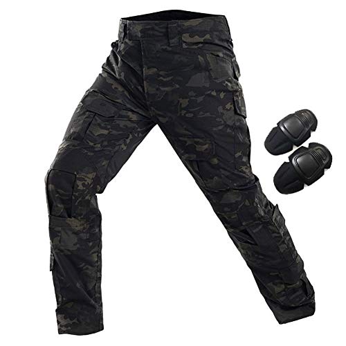 H World EU Armée de Terre armée Tactique Airsoft Paintball Shooting Pants Combat Pantalons pour Hommes avec genouillères MCBK (L) Cover