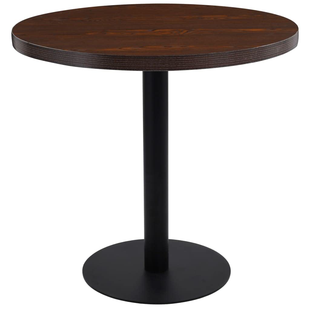 vidaXL Table de bistrot, meuble de salle à manger, bar, café, restaurant, décoration jardin, extérieur, terrasse avec planche ronde MDF marron foncé 80 cm