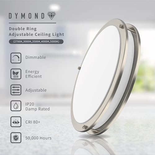 DYMOND LED Ceiling Light Dimmable Flush Mount Adjustable Light Color (2700K/3000K/3500K/4000K/5000K) 5-in-1 Selectable CCT (12 inches) - Image 3