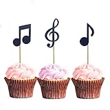 Morndew 24 PCS Music Note Cupcake Toppers for Music Party Rock Star Party Birthday Party Baby Shower