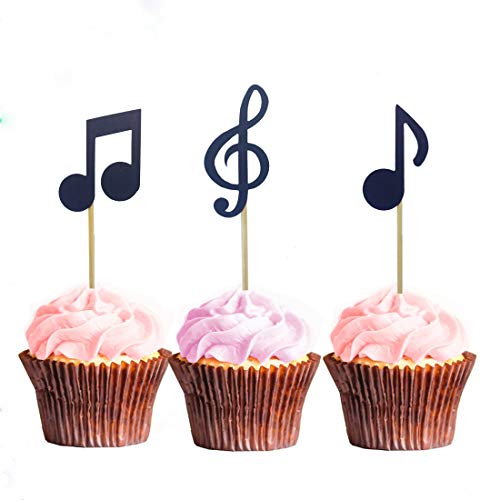 Morndew 24 Pcs Music Note Cupcake Toppers For Music Party Rock Star Party Birthday Party Baby Shower Wedding Party Decorations #TOP5