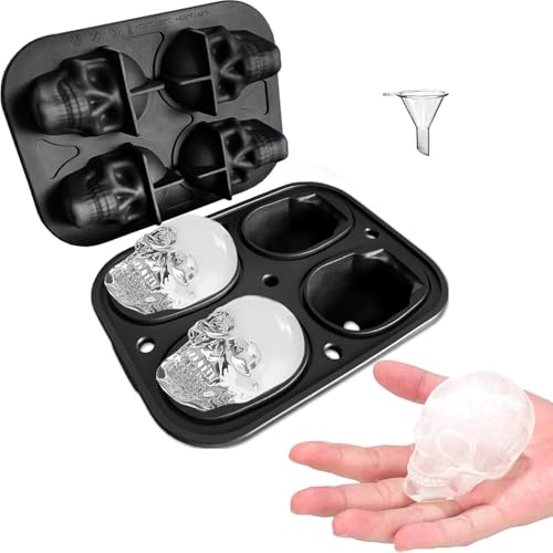 Molde de silicona para cubos de hielo calavera 4 cavidades miniatura 1