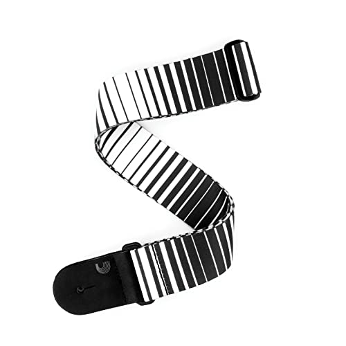 D'Addario Polyester Guitar Strap, Optical Art, White Stripes