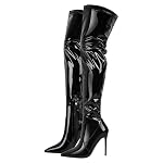 blingqueen – blingqueen Damen Overknees Spitze Stiefel Stiletto High Heel