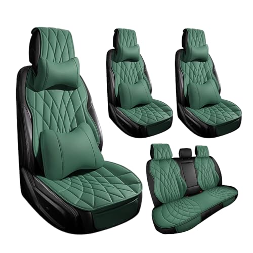 に適用トヨタ ヤリスクロス10系/15系 令和2年2月〜現行 車用シートカバー ナッパレザー 肌に優しい 通気性 耐久性 耐摩耗性 四季通用 シリコン粒子底布で確実に防滑 耐磨耗 座席保護(緑,枕付き)
