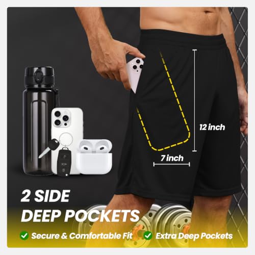 Image of BALENNZ Mens Athletic Shorts with Pockets Quick Dry Workout Shorts Men | Basketball Gym Running Fitness Shorts with Elastic Waistband, Daily Casual Sports Activewear, Soft Lightweight Breathable
