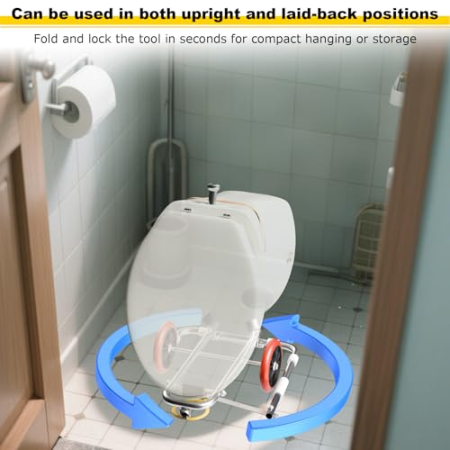 Image of Toilet Installation Jack, Stainless Steel Foldable Toilet Cart Jack with Positioning, Rubber Wheels Toilet Dolly Lift Tool for Plumbers