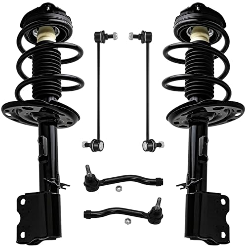 Image of Detroit Axle - FWD Front Struts & Coil Springs Sway Bar Links Outer Tie Rod Ends Replacement for 2009-2012 Nissan Murano - 6pc Set