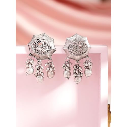 Image of Rubans Demi Fine Stainless Steel Dangler Earrings CZ Gift for Women & Girls