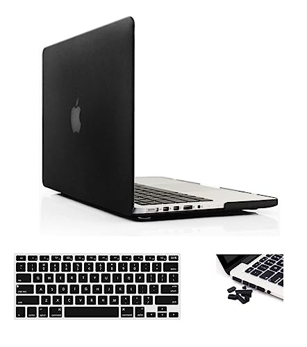 Image of Midkart Matte Hard Shell Plastic Case Cover Compatible with MacBook Pro 15 Inch with Retina Display (Model A1398, Old Version, Release 2015-2012) with Silicon Key Guard & Dust Plugs, Smoke Black