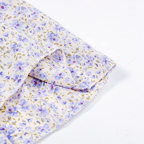 Balatale Toddler Girls Square Neck Smocked Dress Puff Sleeve Floral Dress Princess Dresses With Bag Purple Toddler Dress 3-4T #TOP4