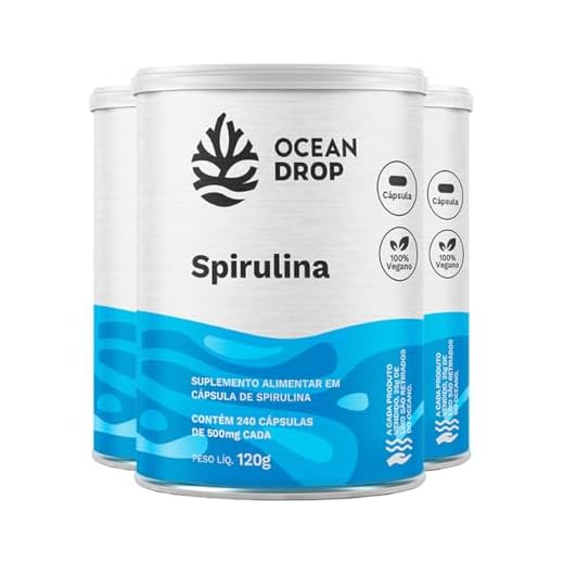 Kit 3 Spirulina Ocean Drop Vegana 240 Cápsulas