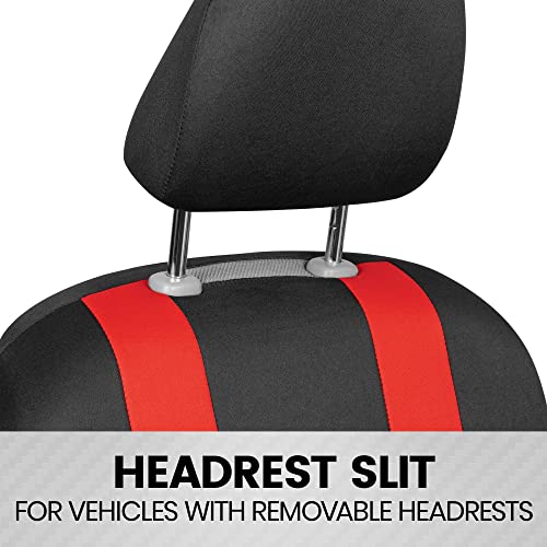 Carxs Forza Red Car Seat Covers Full Set, Two-Tone Front Seat Covers With Matching Back Seat Cover For Cars, Polycloth Protectors With Split Bench Design, Automotive Interior Covers #TOP2