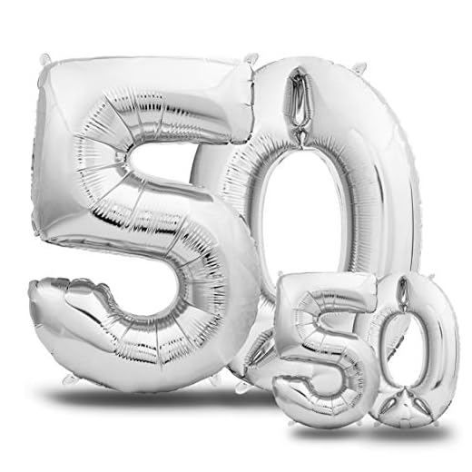 Globos de Cumpleãnos 50 Plateado - 101 CM + 40 CM Globos 50 Años - Globos Numero 50 - Decoracion 50 Cumpleaños Mujer Hombre - Globos Numeros Gigantes Para Fiestas - Vuelan con Helio