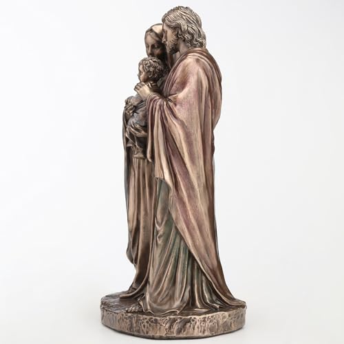 Escultura religiosa Familia Santa con acabado bronce miniatura 4