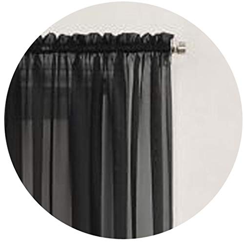 Megachest Black Woven Voile Slot Top Curtain 2 Panels (, 78" Wide, 72" Drop （200Cmx183cm)