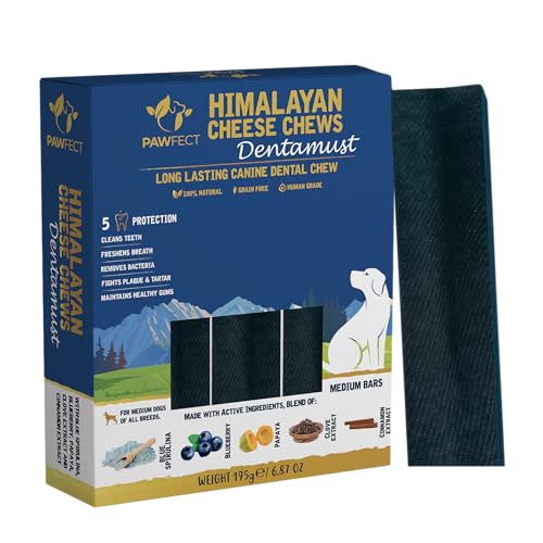 Pawfect Himalayan Cheese Chews with Mint for Medium Dogs| 100% Natural Dental Stick| Cleans Teeth| Removes Plaque and Tartar|High Protein| Grain-Free | Long Lasting chew | Bulk Pack (5kg/176.37oz)