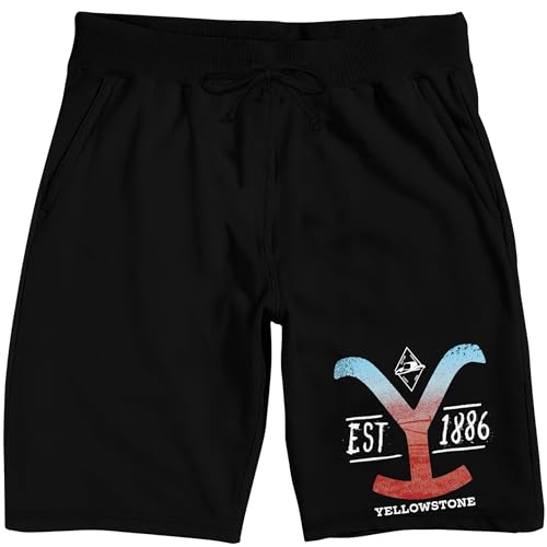 Bioworld Yellowstone Est. 1886 Men's Black Sleep Pajama Shorts - Main Image