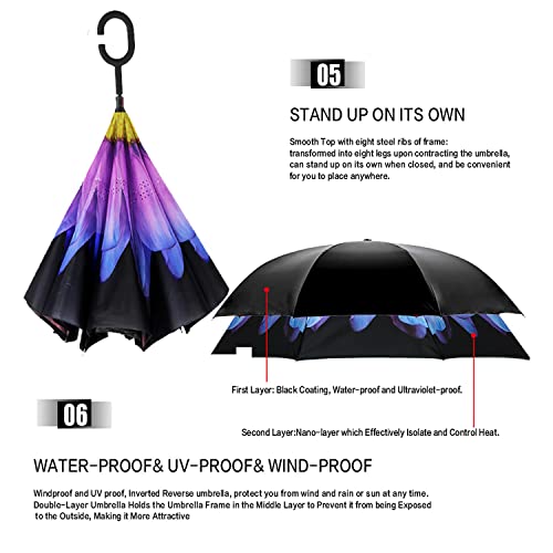 Image of MRTLLOA Double Layer Inverted Umbrella with C-Shaped Handle, Anti-UV Waterproof Windproof Straight Umbrella for Car Rain Outdoor Use