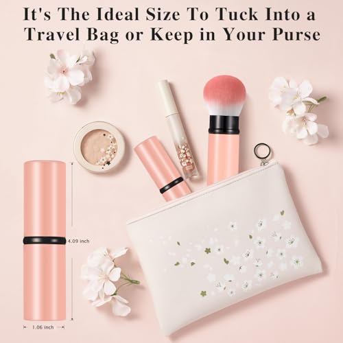 Image of Falliny Retractable Kabuki Makeup Brush, Travel Face Blush Brush, Portable Powder Brush with Cover for Blush, Bronzer, Buffing, Flawless Powder Cosmetics
