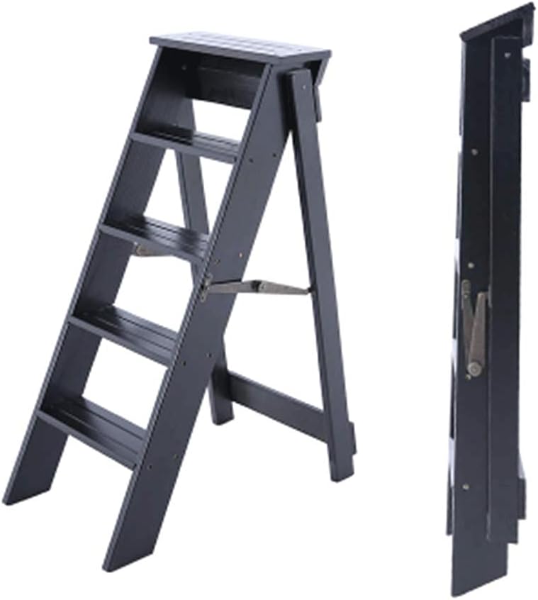 JSEIAJB Step Stool - Wood Folding Stool Ladder Chair Bench Seat Utility Multi-Functional for Kitchen Office Bathroom