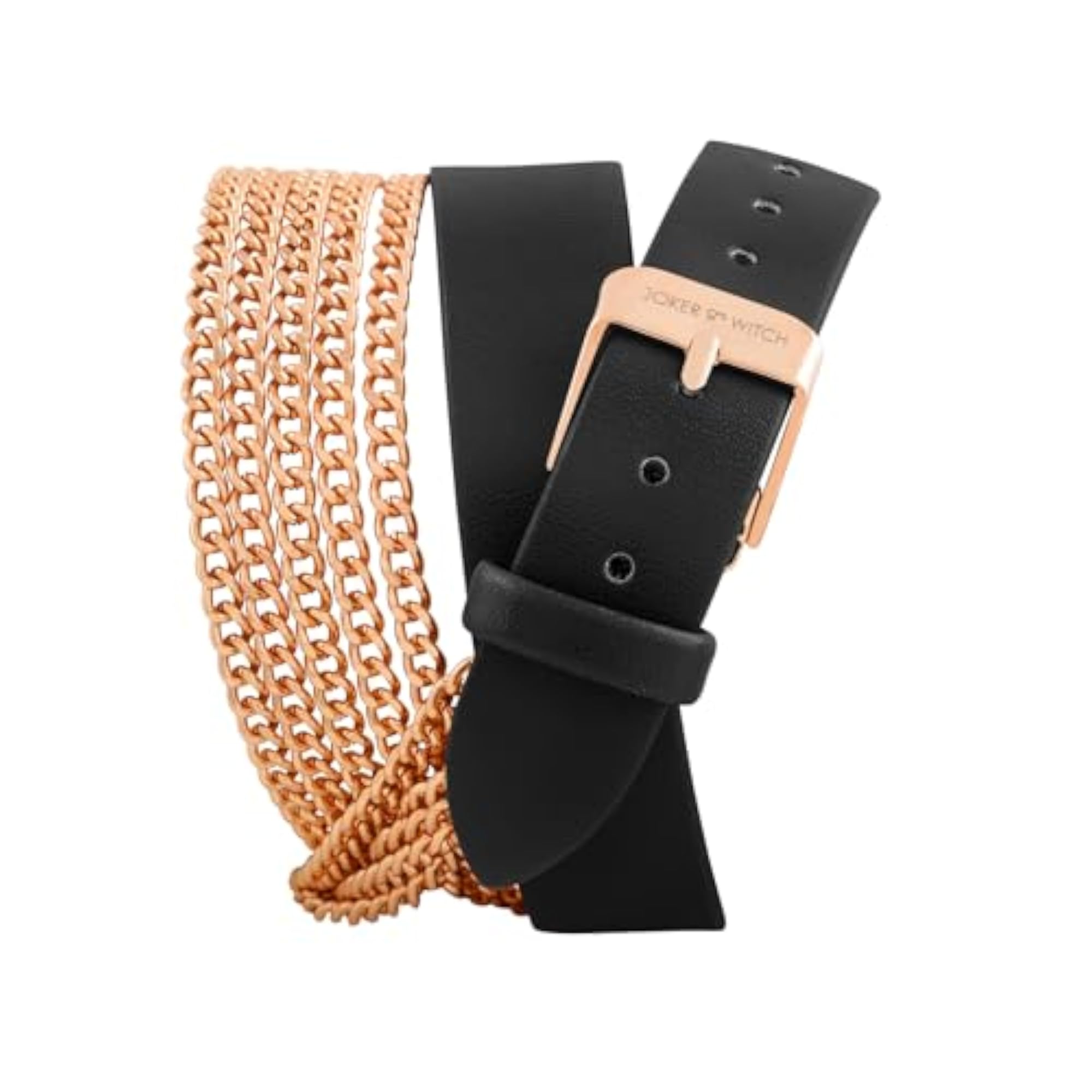Women's Kenny 32mm White Dial Black PU & Metallic Chain Wrap Watch