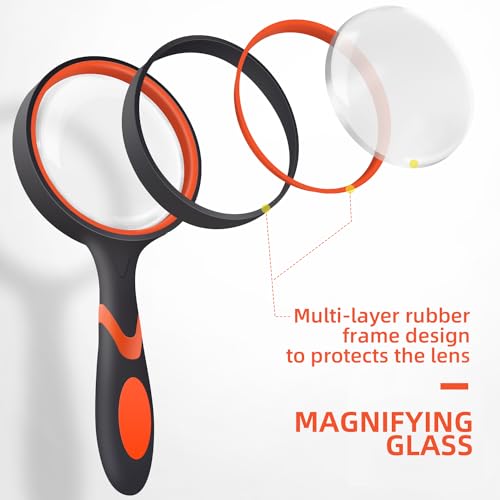 Shengqidz MAGNF002 2 Pack 75Mm 10X Handheld Magnifying Glass,Rubber Reading Magnifier thumb #4