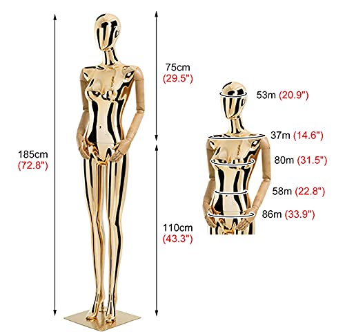 Ljha Mannequin Dress Form Female Gold Full Maniquin, Dress Form Pinnable Easy To Assemble& Disassemble, Tiered Display Shelf Ceremonial Robe Mannequin Art (Color : Wooden Arms) #TOP2