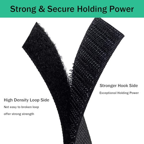 MYUREN 2 Inch Sew on Hook and Loop Strips | Easy to Sew | Excellent Grip | Non-Adhesive Back Nylon Fabric Fastener Strips for Clothing Sewing Crafts and DIY Projects, Black, 2in x 3yd