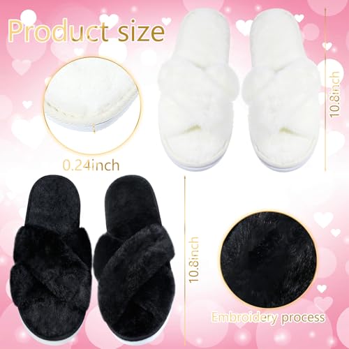 JenPen 7 Pairs Bridesmaids Slippers Women's Cross Band Fuzzy Bachelorette Party Slippers for Wedding Bridal Party4