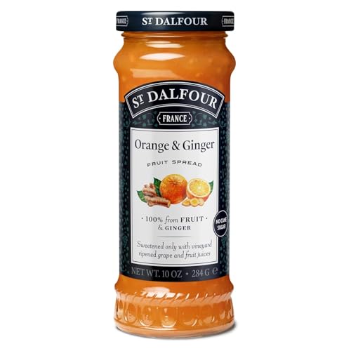 St. Dalfour Orange & Ginger Fruit Spread - 10oz - 100% from Fruit & Ginger, No Artificial Ingredients, Non-GMO, No Cane Sugars, All Natural, Made in France