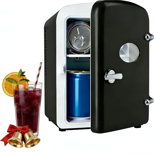 HealSmart Mini frigorífico, 4 litros, 6 latas con ventana de observación, calentador portátil sin freón, enfriador compacto, ideal para el cuidado de la piel, bebidas, alimentos y cosméticos