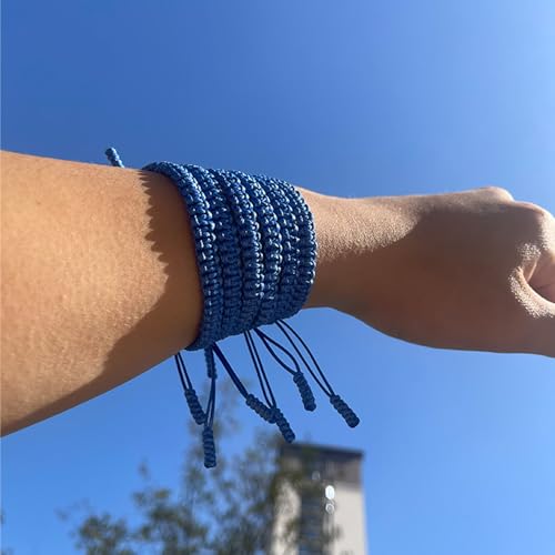 6PCS Blue Friendship Bracelets Bulk Blue Braided Bracelet for Women Men Handmade Adjustable Woven Blue String Bracelet2