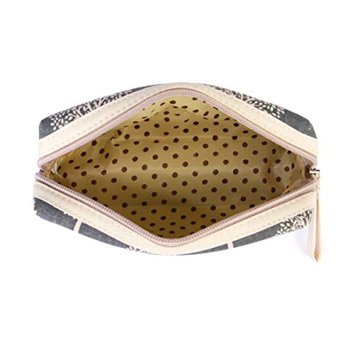 RIAH FASHION Portable Travel Clutch Cosmetic Makeup Pouch Bag - Toiletry Organizer Purse Wristlet Stripe, Floral, Plaid, Cork (Rectangle Pouch - Tree)3