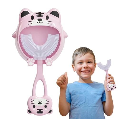 子供用歯ブラシ U型歯ブラシ 幼児用歯ブラシ 子供のU字型の歯ブラシ キッズ歯ブラシ ソフトシリカゲルブラシヘッド 経口クリーニングツール 口腔清掃ブラシ 2-12歳の子供向け 360°の口腔洗浄デザイン