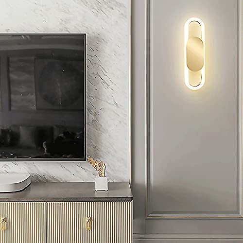 Aplique de pared LED moderno de anillo largo dorado y acrílico de 13W 4
