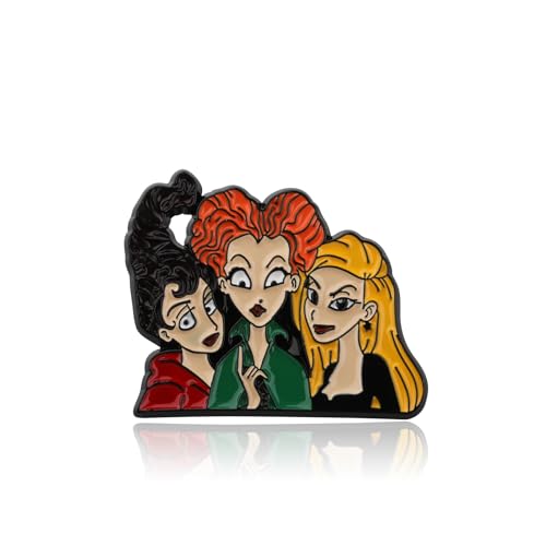 KEYCHIN Sanderson Sisters Brooch Winifred & Sarah & Mary Fans Gifts Witch Sisters Jewelry Sanderson Sisters Enamel Pin (Witch Sisters Pin), Large