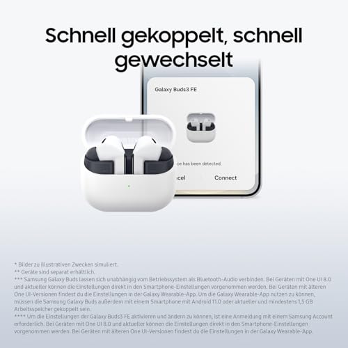 Samsung Galaxy Buds3 FE, Kabellose In-Ear-Kopfhörer, Ausgewogener Klang, 360 Audio, Aktive Geräuschunterdrückung & Clear Call, AI Kopfhörer mit Gemini, Black