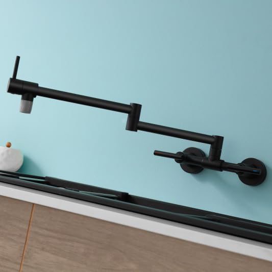 Robinet mural double trou pliable noir contre le manque de place