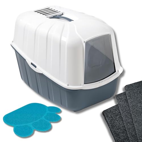 Pet's Market Toilette Lettiera Chiusa Komoda Con Filtri e Tappetino per Igiene Gatti con Porta Basculante Paletta e Filtro al Carbone colori assortiti Alta Qualità 54X39X40H (Con Filtri e Tappetino)