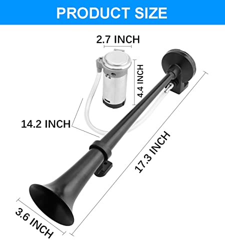 Felemore 12V 150Db Air Horn, Super Loud 18 Inch Chrome Zinc Single Train Horn For Truck With Compressor For 12V Vehicles Trucks Lorries Trains Boats And Cars #TOP1