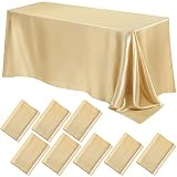 8 Packs Satin Tablecloth 102 x 58 Inches Rectangle Table Cover Silk Smooth Fabric Champagne Party Ta
