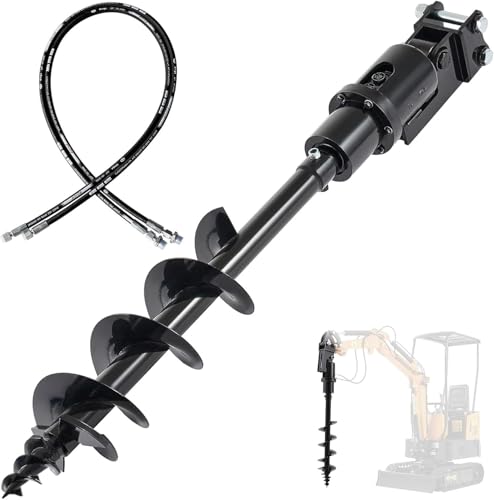 DANWIWEE Minibagger Erdbohrer für 800 – 2000 kg Bagger, Hydraulisch Angetrieben, Minibagger Aufsatz Schneckenbohrer Erdbohrerdurchmesser 20 cm, zum Bohren von Löchern und Graben von Pfählen DANWIWEE Minibagger Erdbohrer für 800 – 2000 kg Bagger, Hydraulisch Angetrieben, Minibagger Aufsatz Schneckenbohrer Erdbohrerdurchmesser 20 cm, zum Bohren von Löchern und Graben von Pfählen