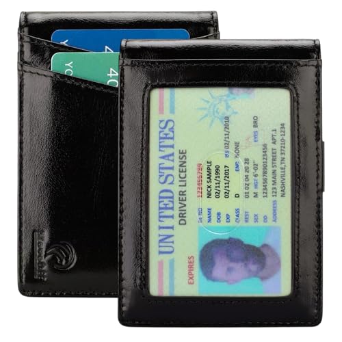 Fathers Day Birthday Gifts for Dad Husband Grandpa Stepdad- from Son Daughter Kids and Wife on Fathers Birthday-Personalized Leather Wallet with 2 ID Window Slim RFID Blocking
