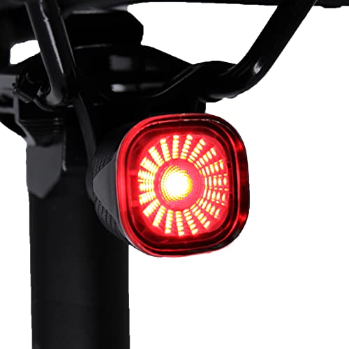 Gelielim Bike Tail Light, Brake Sensing Rear Bike Light with 5 Light Modes and 7 Colors , Rechargeable Bike Rear Light, Waterproof Bicycle Tail Light, Auto ON/Off Bike Brake Light