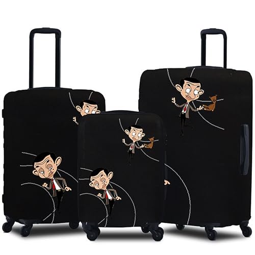 Image of WanderWraps Spendex Polyester Protective Luggage Cover | Hard Luggage Trolley Bag Cover | Washable | Combo | Stretchable | 20-24 - 28 Inches | Pack of 3 | Mr Bean