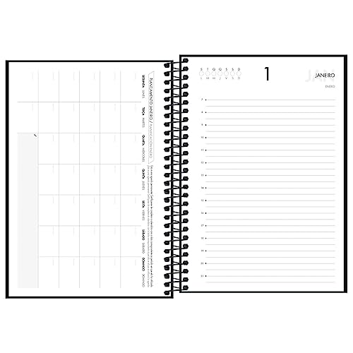Tilibra - Agenda Executiva Espiral Diária 12,9 x 18,7 cm Napoli Permanente - Capa Preta