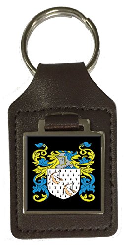 Porte-clés en cuir blason de famille Fuddie marron pour ne plus perdre vos clés