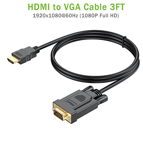 Hdmi To Vga Cable 3Ft, Uni-Directional Computer Hdmi To Vga Monitor 3-Feet Video Cord (Male To Male) Compatible For Raspberry Pi, Roku,Computer, Desktop, Laptop, Pc, Monitor, Projector, Hdtv And More #TOP6