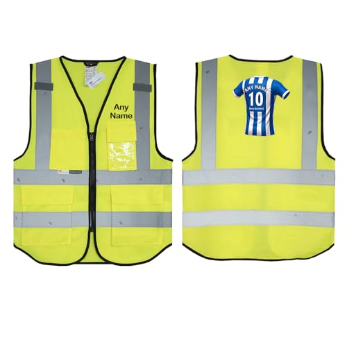 Gilet de sécurité haute visibilité football East Sussex BN1 Club veste réfléchissante bleue blanche